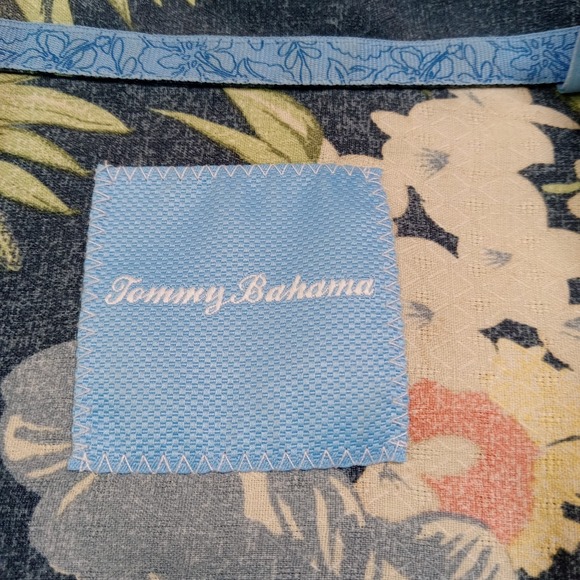 Tommy Bahama‎ 100% Silk Loop Collar Camp Shirt Men's XXL Floral Blue - Picture 3 of 9